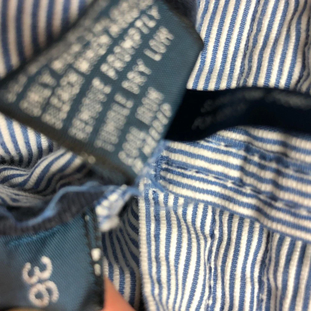 Polo Ralph Lauren Mens Blue White Hickory Stripe Seersucker Cargo Shorts 36